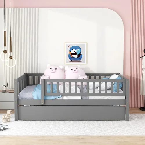 Vista 13 de Sofá cama de madera de diseño clásico, sofá cama, cama de plataforma, tamaño individual con salud y comodidad para dormitorio, estudio, sala