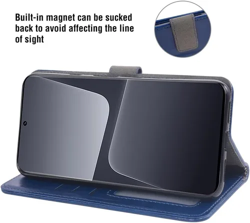 Vista 4 de Asuwish Compatible con Xiaomi 13 Pro Wallet Case Protector de pantalla de vidrio templado y cubierta de cuero con tapa para tarjetero, accesorios