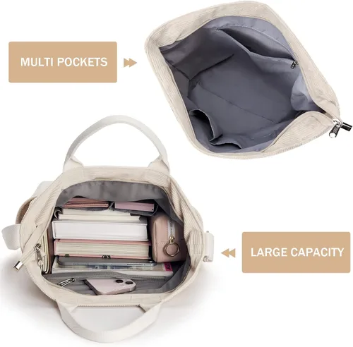 Vista 5 de KALIDI Bolso de mano de pana, bolso grande tipo mensajero para hombro, antisalpicaduras, bolsa cruzada con cremallera, casual, trabajo, compras