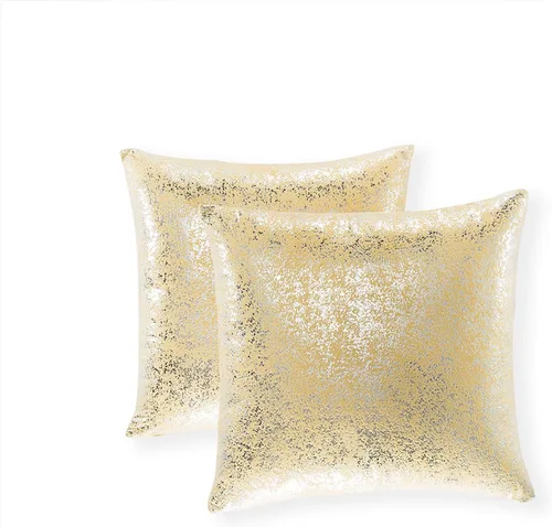 Vista 26 de Xinrjojo Juego de 2 almohadas brillantes en negro y dorado, almohadas suaves y brillantes decorativas, juego de fundas de almohada cuadradas negras