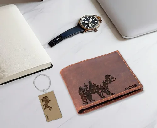 Vista 2 de Regalos de Navidad personalizados, cartera para hombres, billetera con nombre grabado, regalos del día del padre para papá y marido, cartera