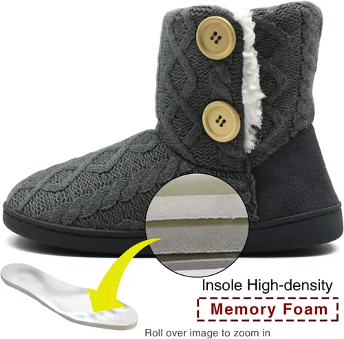Vista 2 de ONCAI Pantuflas de punto cómodas para mujer, zapatos de invierno cálidos para interiores y exteriores