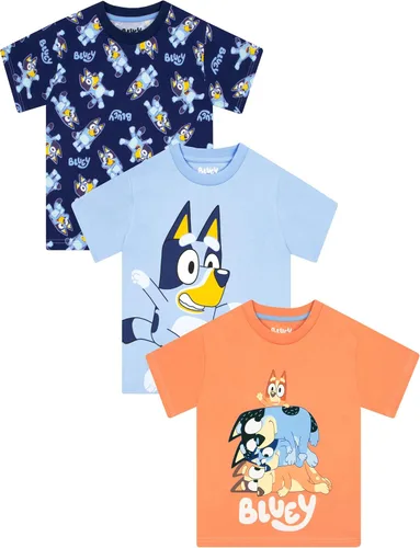Vista 9 de Bluey Paquete de 3 camisetas para niños para verano, paquete de 3 camisetas de algodón para niños