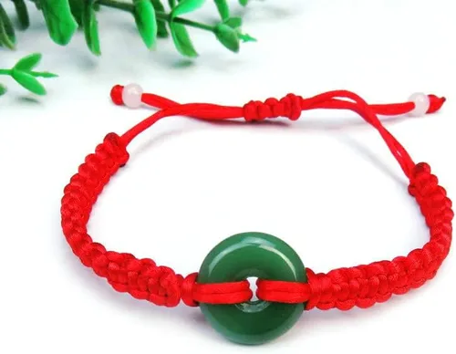 Vista 5 de 4 nudos para protección, mal de ojo y buena suerte, pulsera ajustable de nudo rojo para mujer, pulseras ajustables pacíficas para parejas, Seda