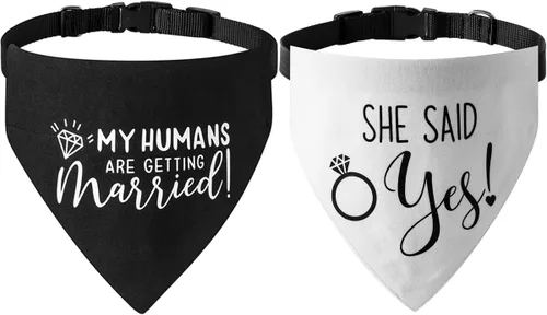 Vista 11 de El mejor collar de bandana de boda para perro, bandana de compromiso ajustable para mascotas con hebilla de liberación rápida y anillo en D