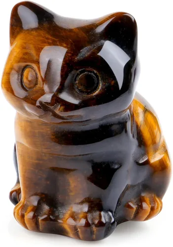 Vista 15 de DUQGUHO Figuras de gato de cristal de aventurina verde - Estatua de gato de la suerte y linda para decoración de escritorio o habitación 1 pieza