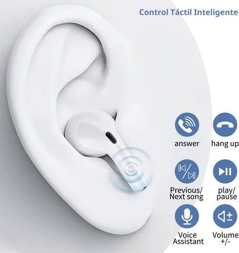 Vista 4 de Auriculares inalámbricos, auriculares Bluetooth, auriculares con cancelación de ruido, auriculares 3D 4, auriculares intrauditivos con graves