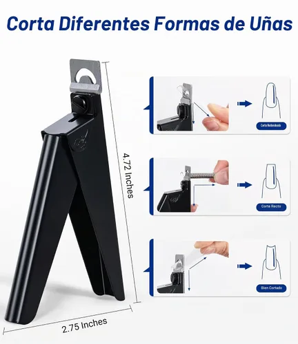 Vista 6 de AIRSEE Cortaúñas profesionales de acero inoxidable con ajustadores magnéticos para uñas acrílicas, postizas y de gel artificial, recortador de uñas