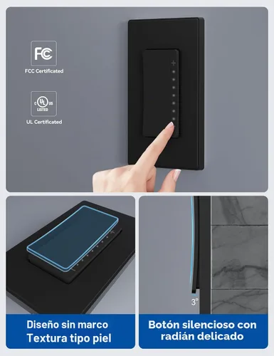 Vista 2 de ELEGRP Atenuador de luz inteligente DPR30, interruptor de atenuación WiFi de 2,4 GHz compatible con Alexa y Google Assistant, de un solo polo/3
