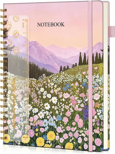 Vista 43 de Cuaderno de espiral de 8.5 x 11 pulgadas, cuadernos grandes A4 para mujeres y hombres, diario rayado universitario, papel de 3.53 oz/m², diarios