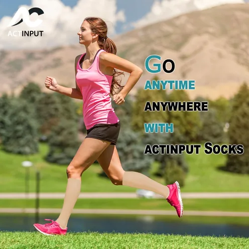 Vista 41 de ACTINPUT 8 pares de calcetines de compresión para mujeres y hombres, medias de compresión de apoyo para médicos, correr, atletismo