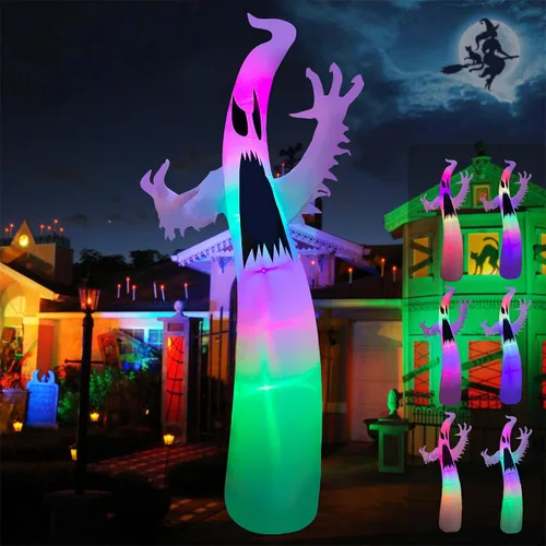Vista 5 de SEASONBLOW Fantasma terrible inflable portátil de Halloween de 12 pies para césped, patio, jardín, interiores y exteriores, decoración de vacaciones