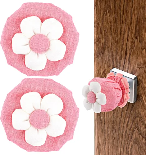 Vista 8 de Sliverdew 2 fundas para pomos de puerta, protector de pomo de puerta floral negro, suave y redondo, para puerta, reutilizable, con esponja, lavable