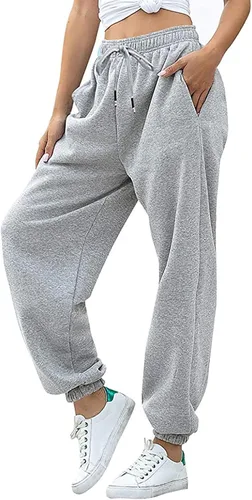 Vista 4 de WPNMASNP Pantalones deportivos casuales de cintura alta para mujer, para otoño, holgados, Y2K, modernos con bolsillos
