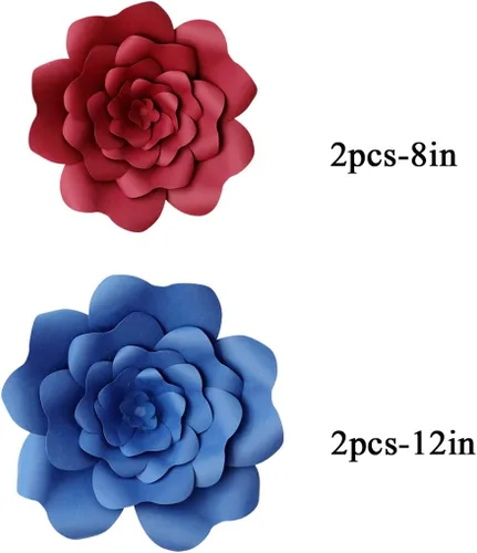 Vista 2 de YLY's love Decoraciones de flores de papel 3D, flores gigantes de papel para fiestas, manualidades, flores de papel hechas a mano, para bodas