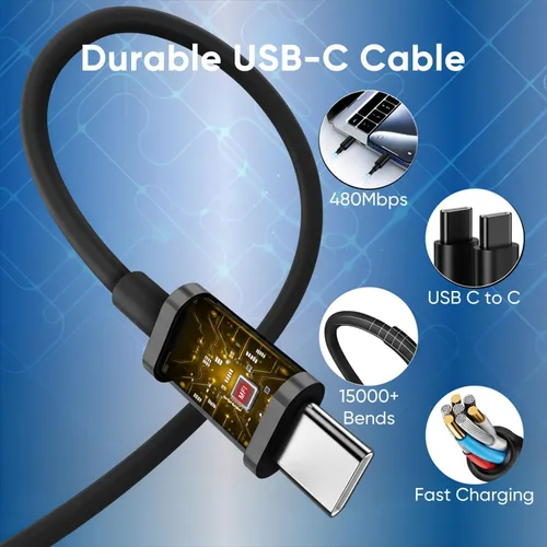 Vista 6 de Cargador tipo C de carga rápida, bloque de cargador de pared para teléfono Android USB C y cable de carga de 6.6 pies, para Samsung Galaxy