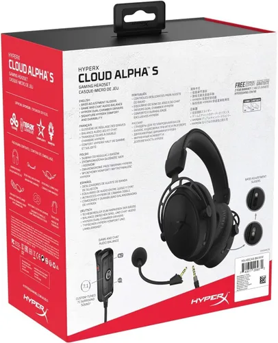 Vista 7 de HyperX Cloud Alpha S - Auriculares para juegos de PC sonido envolvente 71 graves ajustables controladores de doble cámara mezclador de chat cuero