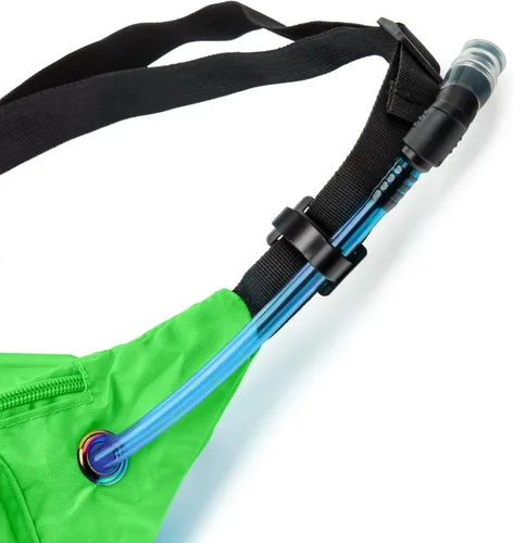 Vista 8 de HY-FAN Riñonera de hidratación con vejiga, 17 onzas, sin BPA, diseño manos libres, bolsillos seguros, ideal para actividades atléticas al aire Verde