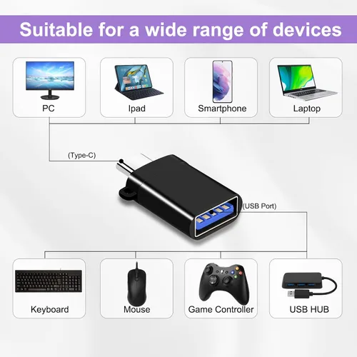 Vista 2 de Adaptador USB C (5 unidades), adaptador USB C a USB, adaptador USB C a micro USB, adaptador USB C macho a USB macho, compatible con dispositivos