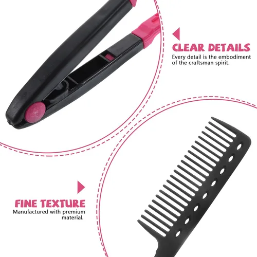 Vista 8 de FOMIYES Peine alisador de peluquería plegable, peine alisador de cabello en forma de V, plancha plana multifuncional para uso en salón y hogar, 9.05