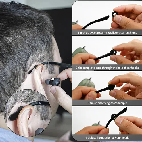 Vista 4 de 32Pcs Silicone Eyeglasses Retainers Set Anti-slip Eyeglasses Ear Hooks for Kids Adults Sunglasses Glasses Reading Glasses