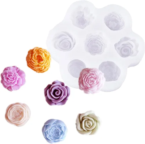 Vista 11 de Juego de 4 moldes de silicona de flores, moldes de clavel de margaritas florales 3D para hacer velas, jabón, resina epoxi, fabricación