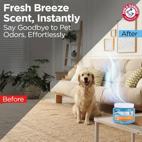 Vista 2 de Arm & Hammer Perlas de gel desodorizantes para mascotas Air Care para mascotas, eliminador de olores de mascotas para habitaciones, armarios