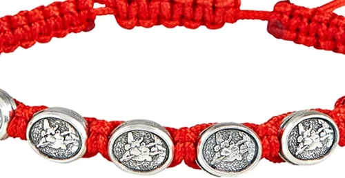 Vista 2 de Needzo Pulsera de cuentas rojas de ángel guardián de San Miguel de 8 pulgadas
