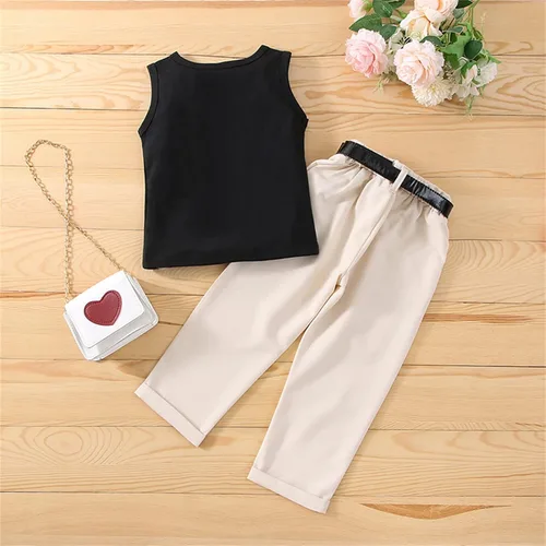 Vista 4 de Conjunto de 2 piezas de ropa de otoño e invierno, camiseta de manga larga abombada, pantalones largos rectos, ropa de moda para bebé