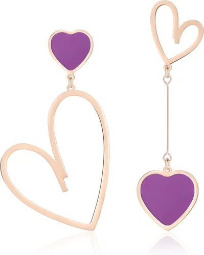 Vista 13 de Linawe Mismatched Heart Dangle Earrings for Women Trendy