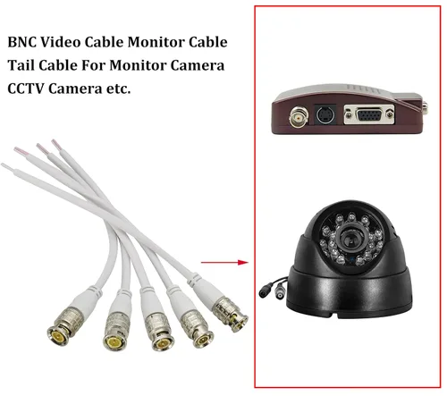 Vista 5 de Cable de extensión BNC de video BNC a cable desnudo, conector de extremo abierto, cable de extensión B-N-C, cable de cola macho para vigilancia