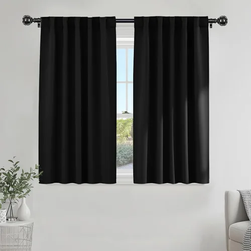 Vista 57 de PONY DANCE Cortinas cortas con aislamiento térmico para ventana pequeña, para guardería, baño, cocina, lavandería, caravana, sótano, 29 pulgadas