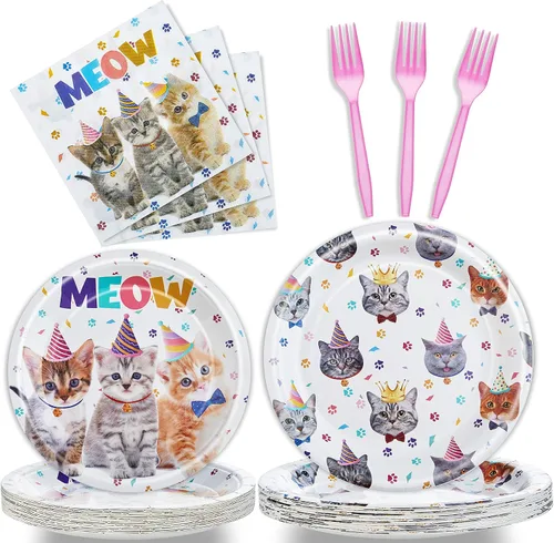 Vista 14 de 96 piezas de platos, servilletas y tenedores para fiesta de cumpleaños azul, verde, plateado, juego de vajilla desechable de papel con temática
