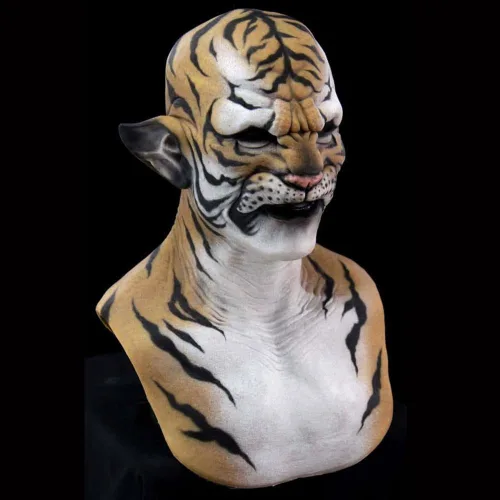 Vista 5 de Máscara de tigre de bestia de Halloween para bromas de látex animal para cosplay de espíritu de tigre