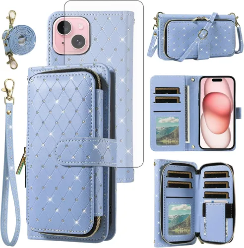 Vista 87 de Funda para teléfono iPhone 6 6S con cremallera y protector de pantalla con protector de pantalla, correa de cordón cruzado, ranura para iPhone 6 Six