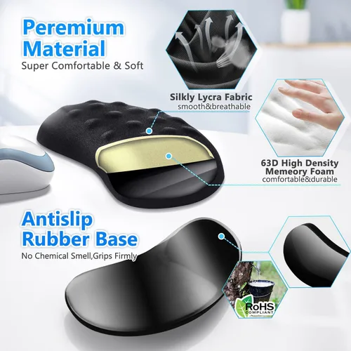 Vista 4 de Gimars Reposamuñecas para mouse, soporte de muñeca Pop It Fidget para aliviar la presión del mouse, almohadilla ergonómica de espuma viscoelástica