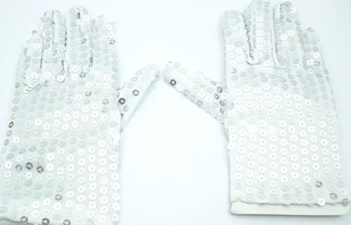 Vista 2 de Yabber Guantes de lentejuelas para niños disfraz de MJ S 65 pulgadas de largo - 25 pulgadas de ancho que se estira algunos Vístete Baile