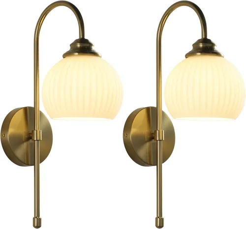 Vista 9 de KCO Lighting - Lámpara de pared vintage con globo de vidrio verde y brazo de latón cepillado - Aplique de globo grande, acabado dorado - Lámpara