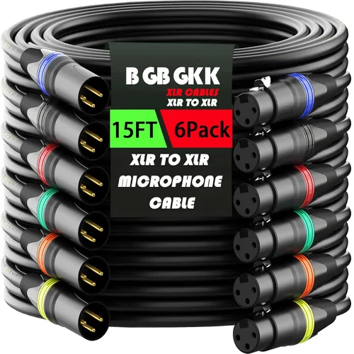 Vista 11 de XLR Cables - Cable de micrófono XLR profesional de 3 pines X L R de 3 pines chapado en oro, cable de micrófono equilibrado, multicolor