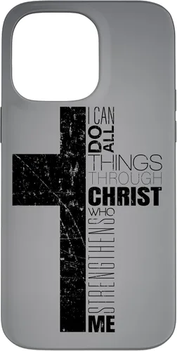 Vista 20 de iPhone XS Max Negro Cristiano Cruz Religiosa Biblia Verso Filipenses 4 13 Caso