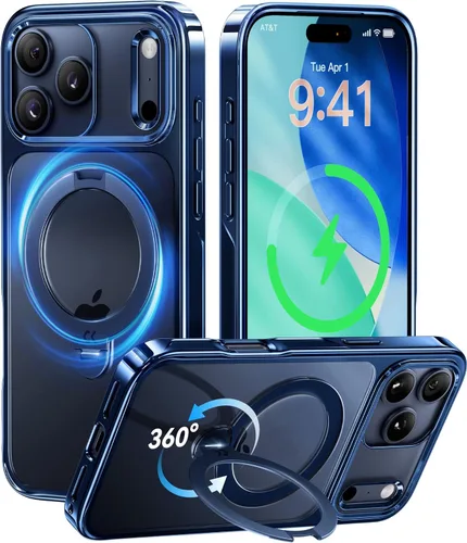 Vista 29 de CASEKOO Funda plateada brillante para iPhone 17 Pro con soporte magnético giratorio de 360 grados [compatible con MagSafe]