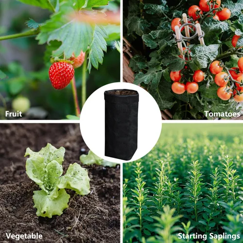 Vista 7 de Belit 50 piezas de 26 cm de alto bolsas de cultivo de vivero profundas, macetas de plantas no tejidas para el inicio de plantas enraizadas, Negro