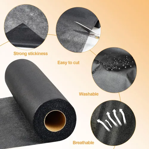 Vista 4 de PLANTIONAL Interfaz Fusible no tejido no tejido negro de peso medio: 11.6 "x 30yd Interfaz no tejida de peso medio en poliéster Interfaz de una cara