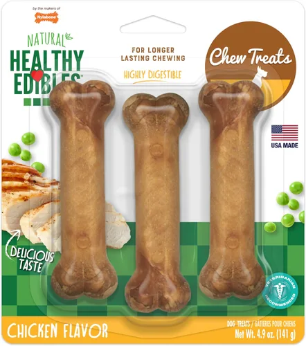 Vista 22 de Nylabone Healthy Edibles Natural Dog Chews - Golosinas masticables de larga duración con sabor a tocino para perros, pequeños/regulares (1 unidad)
