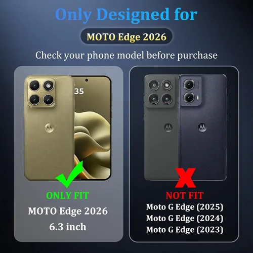 Vista 3 de Funda magnética para Motorola Edge 2026, con protector de pantalla de privacidad y protector de lente de cámara, [militar a prueba de golpes] funda