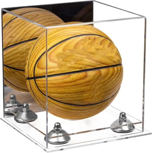 Vista 74 de Better Display Cases Mini acrílico - Miniatura (no tamaño completo) Baloncesto vitrina con elevadores negros y espejo (A015-BR)
