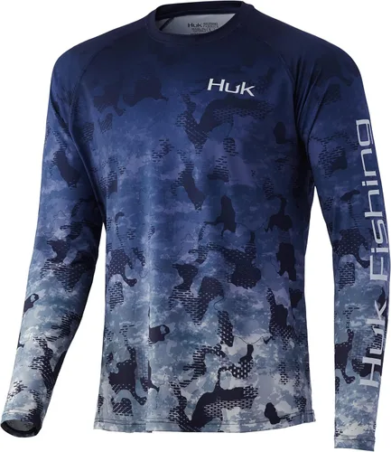 Vista 74 de Huk Pursuit Vented LS para hombre Refracción Fish Fade - San Sal/Wahoo
