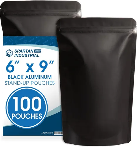 Vista 26 de Spartan Industrial Bolsas de Mylar de Pie de 3.5" X 5.5" Negro Mate - 100 Bolsas Pequeñas a Prueba de Olores con Apertura Termosellable y Cremallera