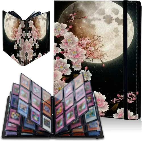 Vista 16 de Carpeta de tarjetas de gato negro y luna, 9 bolsillos para álbum de tarjetas intercambiables, carga lateral, 360 bolsillos, tarjetero de poliuretano