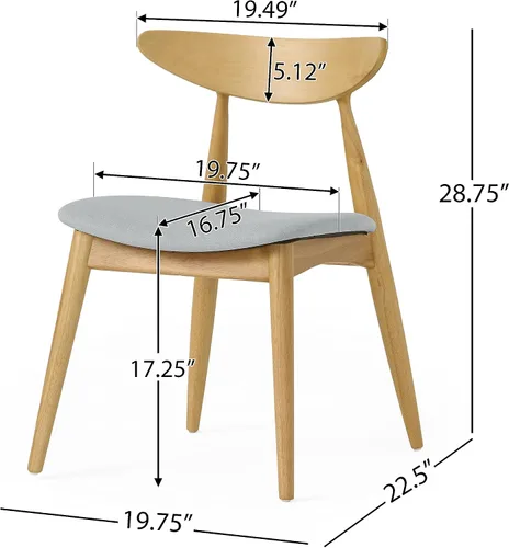Vista 3 de Set of 2 Dining Chairs and Table & Chair Sets - Retro Rubberwood Ergonomic Back Support with Plush Cushions, 300 lbs Capacity for Dining Room Beige